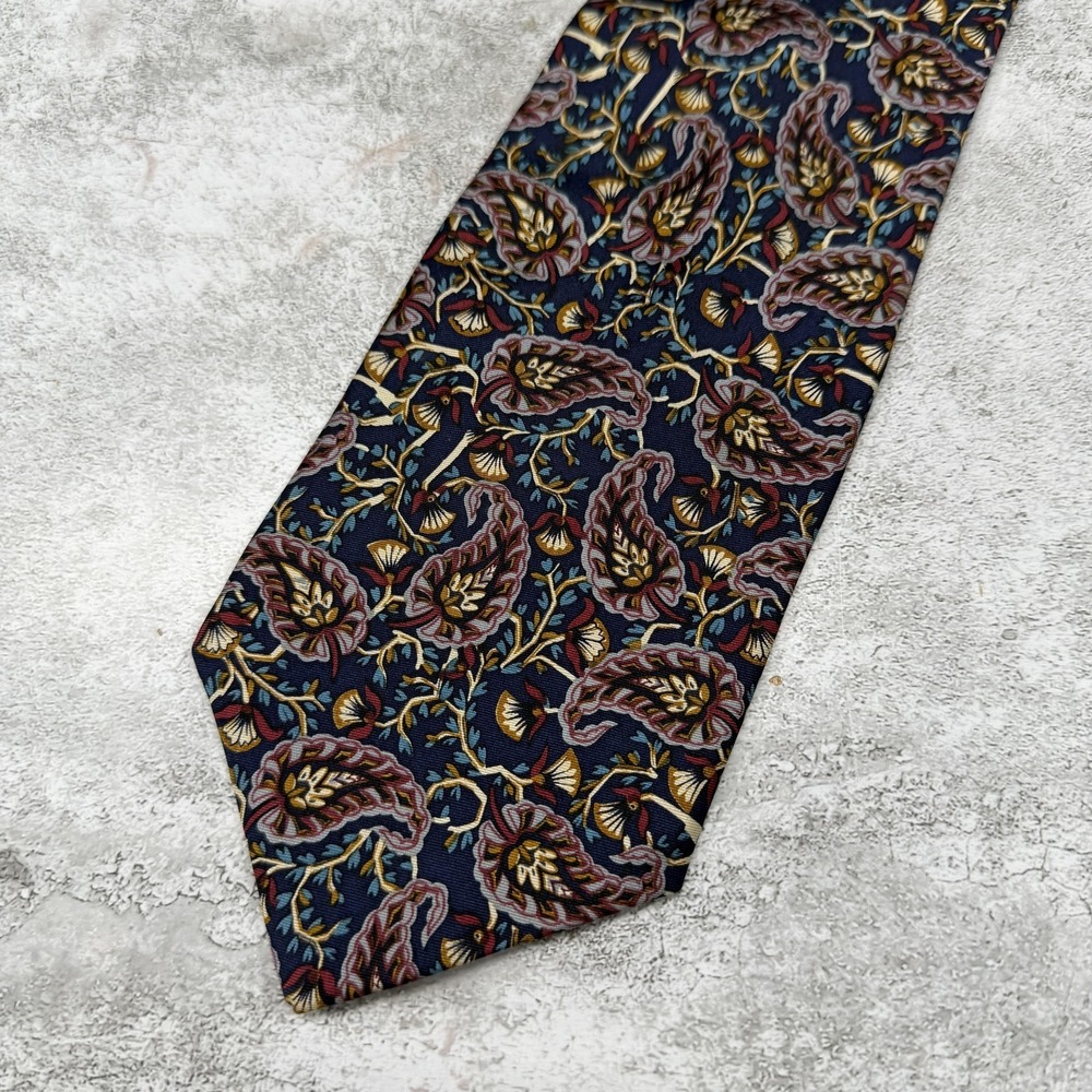 Christian Dior Monsieur Silk Tie Mens‎ One Size Blue Paisley Made In USA Necktie
